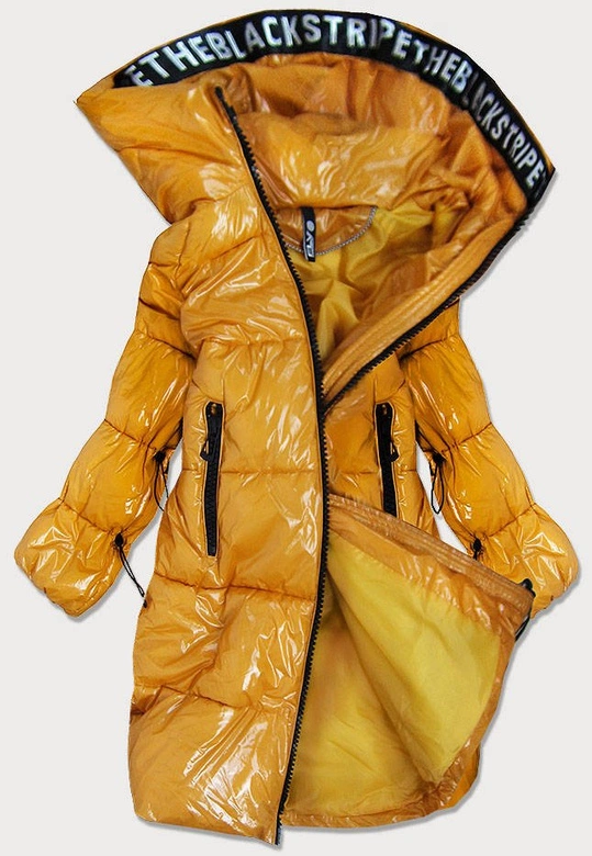 DAMSKA BŁYSZCZĄCA KURTKA ZIMOWA ŻÓŁTA (631ART)