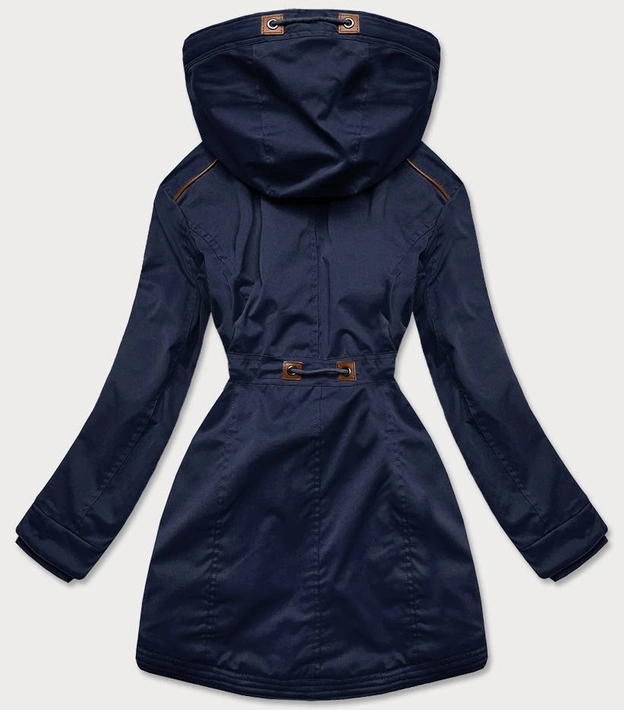 ZIMOWA PARKA DAMSKA Z WSTAWKAMI Z EKOSKÓRY GRANATOWA (M-21A93)