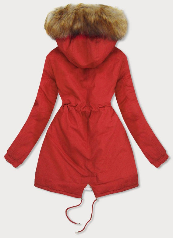 DWUSTRONNA PARKA CEGLANA-ECRU (B507)