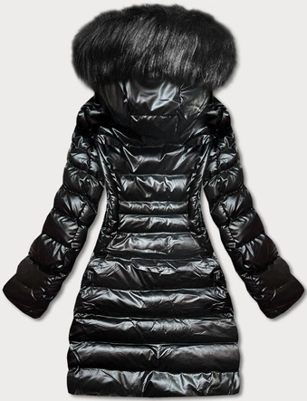 PIKOWANA DAMSKA KURTKA ZIMOWA CZARNA (5M777-392A)