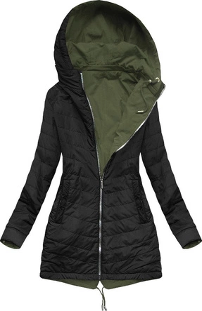 DWUSTRONNA PARKA Z KAPTUREM KHAKI-CZARNA (W306)