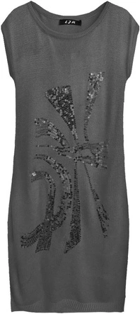 SWETERKOWA SUKIENKA Z CEKINAMI GRAFITOWA (1170)