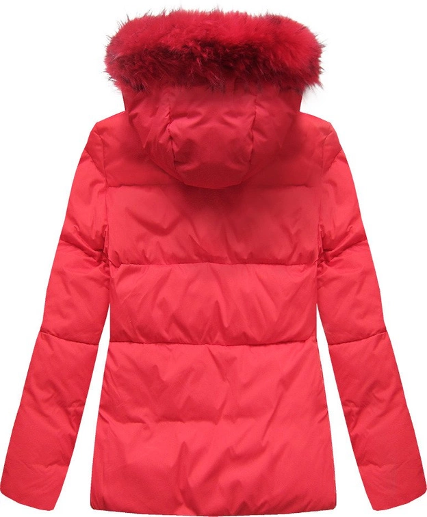 Zimowa krótka pikowana kurtka damska czerwona (7694)