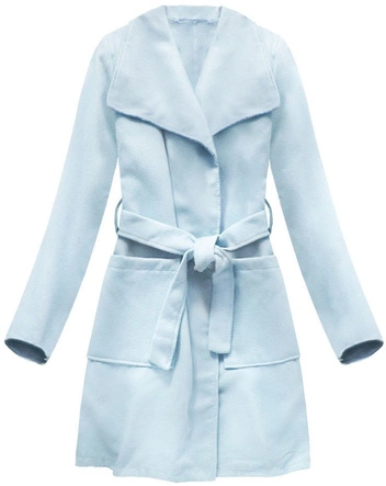 PŁASZCZ WIĄZANY PASKIEM BŁĘKITNY (177ART)
