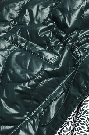 Kurtka damska z ozdobną podszewką ciemnozielona (bh2182)