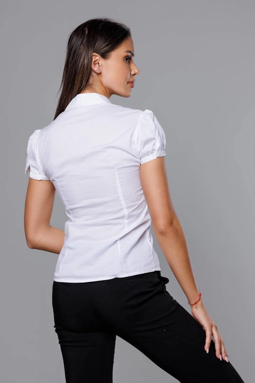 Koszula damska z krótkim rękawem biała (0332#)