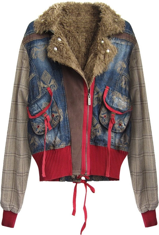 KRÓTKA KURTKA NA MISIU NIEBIESKO-BRĄZOWA (71027)