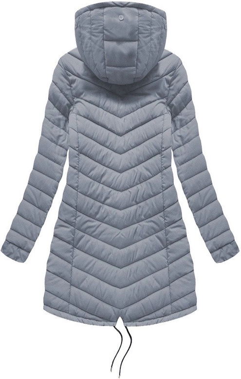 Dwustronna damska kurtka zimowa z kapturem granatowo-szara (w214big)