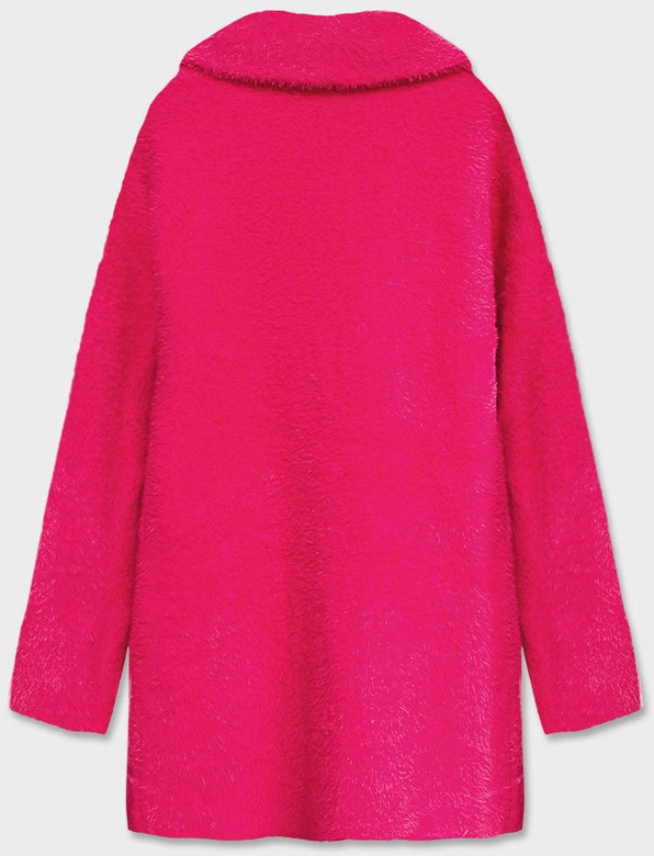 Krótka wełniana narzutka alpaka fuksja (7108-1)