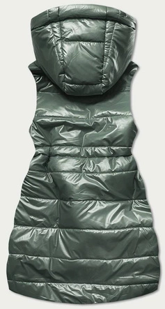 Błyszcząca kamizelka z kapturem zielona (b9782-10)