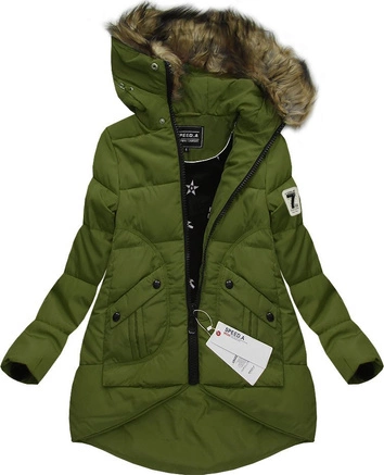 PIKOWANA KURTKA Z KAPTUREM ZIELONA (W803)