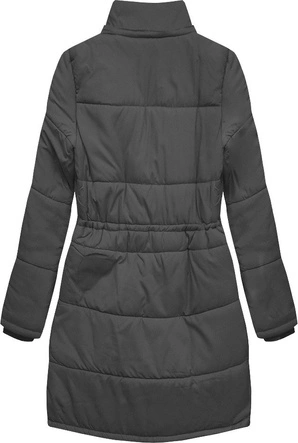 PIKOWANA DAMSKA KURTKA ZIMOWA Z KAPTUREM SZARA (B2627)
