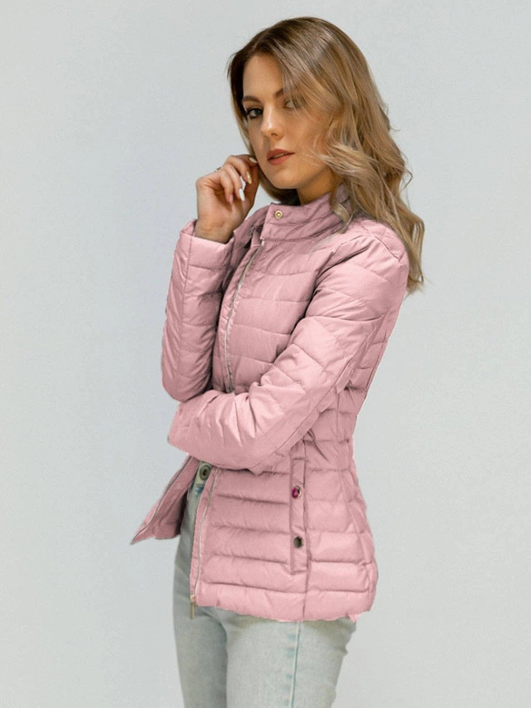 PIKOWANA KURTKA ZE STÓJKĄ JASNORÓŻOWA (W71)