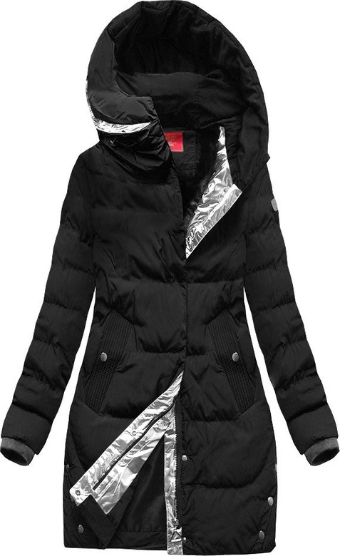 PIKOWANA DAMSKA KURTKA ZIMOWA Z KAPTUREM CZARNA 1 (M-123)