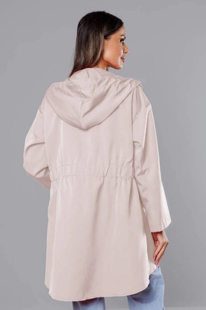 Cienka asymetryczna narzutka damska jasny beż (B8117-46)