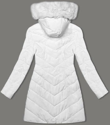 Pikowana kurtka zimowa damska z kapturem LHD biała (2M-057)