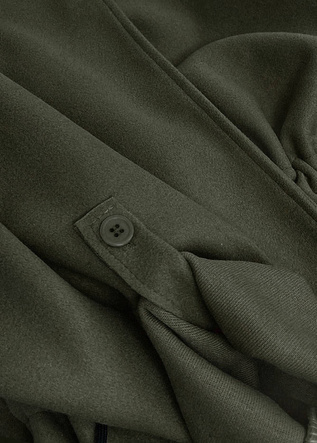 LUŹNY PŁASZCZ DAMSKI Z KLAPAMI KHAKI (20536)