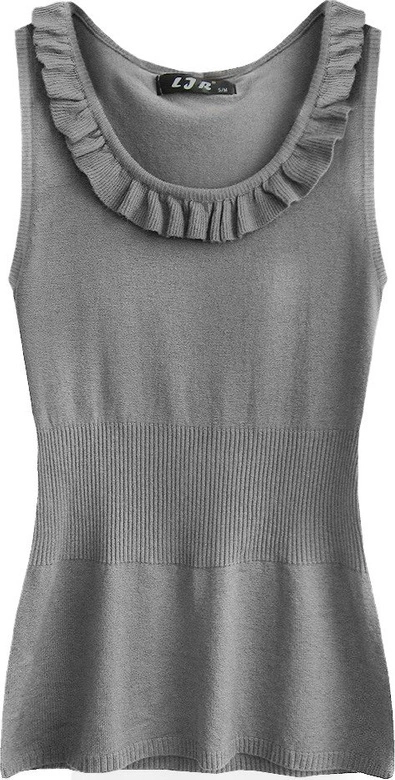 SWETERKOWA BLUZKA NA RAMIĄCZKACH SZARA (1526)