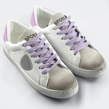 Damskie trampki z łączonych materiałów biało-fioletowe (1088)