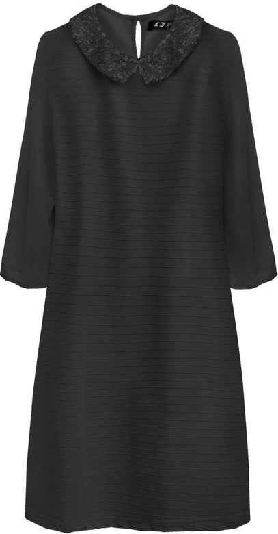 SUKIENKA Z KOŁNIERZYKIEM CZARNA (6107)