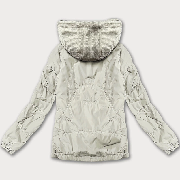 Damska kurtka z ozdobnym kapturem Miss TiTi ecru (3295)