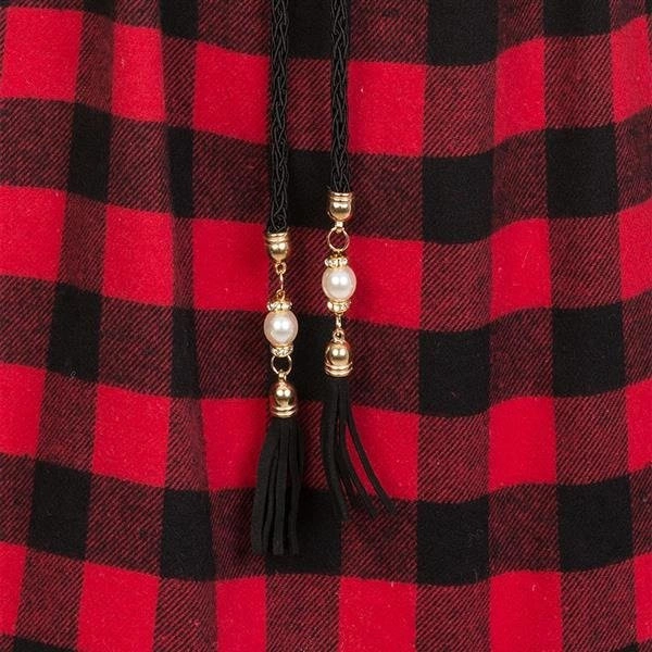 FLANELOWA TUNIKA W KRATĘ CZARNO-CZERWONA (1617-5)