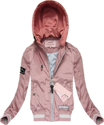 KURTKA BOMBER Z KAPTUREM RÓŻOWA (W05)