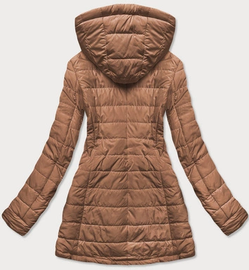 Dwustronna kurtka damska w kropki czarno-karmelowa (m-111)