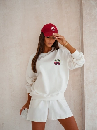 Zestaw bawełniana bluza + szorty ecru (VE101)