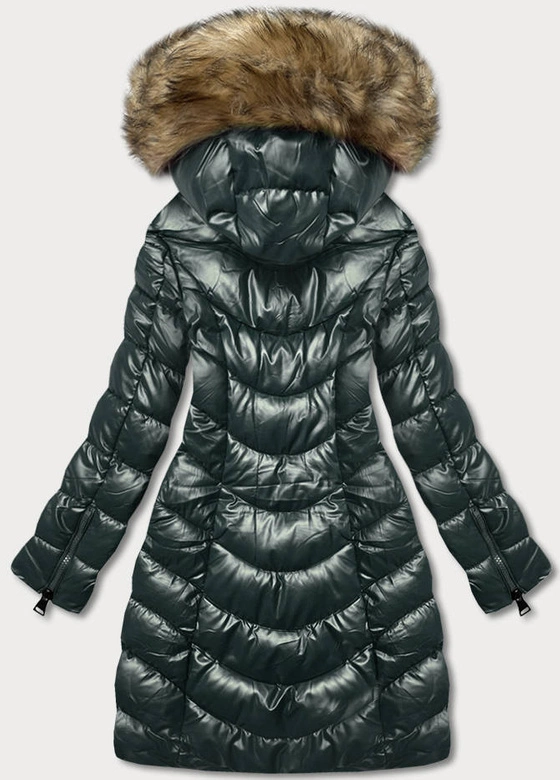 Puchowa kurtka zimowa damska zielona (M-21006)