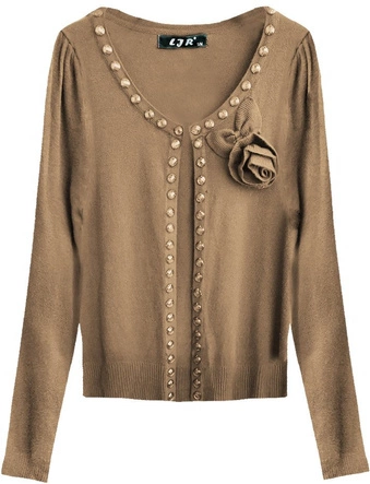 KRÓTKI SWETEREK Z CYRKONIAMI KARMELOWY (1524)