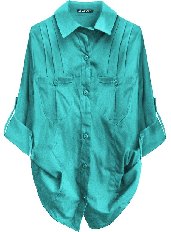 BAWEŁNIANA KOSZULA TURKUSOWA (1037)