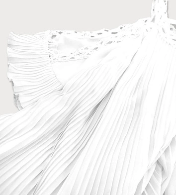 PLISOWANA SUKIENKA Z WYCIĘTYMI RAMIONAMI BIAŁA (342ART)