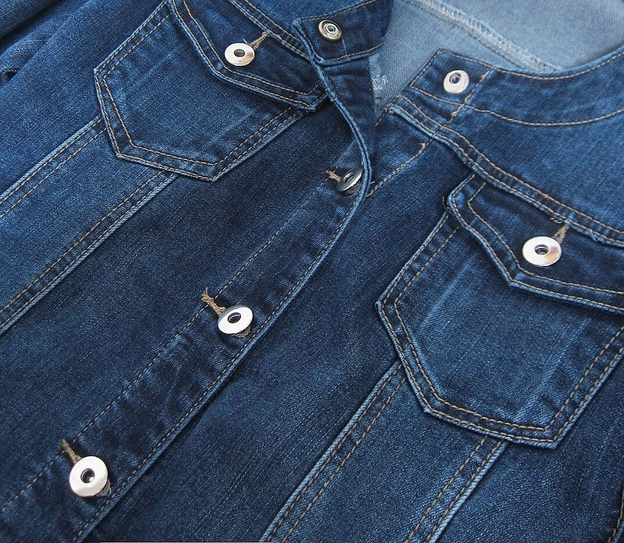 KURTKA JEANSOWA DAMSKA NA GUZIKI GRANATOWA (012#)