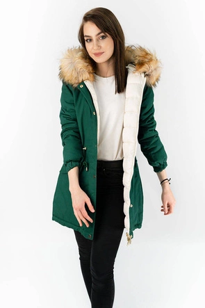 DWUSTRONNA PARKA ZIELONA-ECRU (B507)