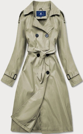 Dwurzędowy trencz z paskiem khaki (ag3-011)