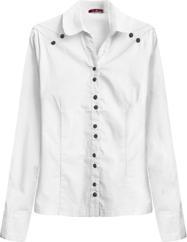 BAWEŁNIANA KOSZULA Z PASKIEM BIAŁA (1017)