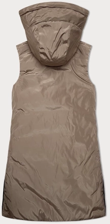 Dwustronny bezrękawnik damski z kapturem S'West czerwony/beż (B8221-4)