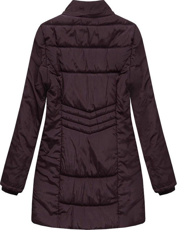 DŁUŻSZA PIKOWANA KURTKA Z KAPTUREM CIEMNOFIOLETOWA (XR2625X)