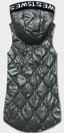 Bezrękawnik damski z kapturem khaki (B8149-11)