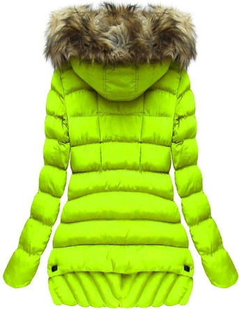 PIKOWANA KURTKA Z KAPTUREM LIMONKOWA (W819BIG)