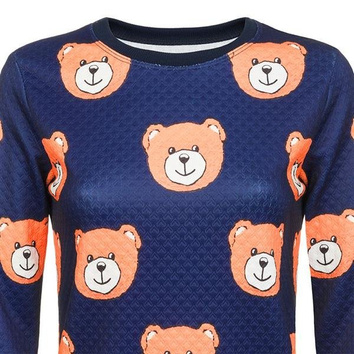 GRANATOWA BLUZA W ANIMOWANE MISIE (BL009)