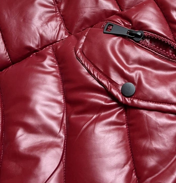 Puchowa kurtka zimowa damska czerwona ciemna (M-21006)