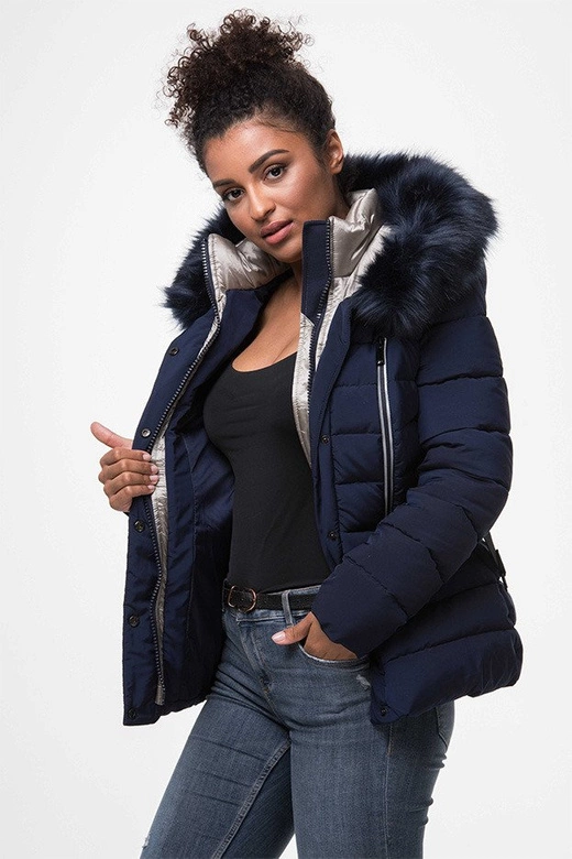 KURTKA Z ODBLASKOWYMI LAMPASAMI GRANATOWA (M8-610)