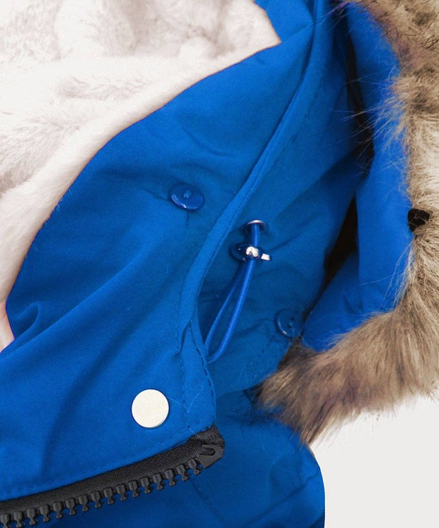 DAMSKA PARKA ZIMOWA NA MISIU NIEBIESKA (W378)