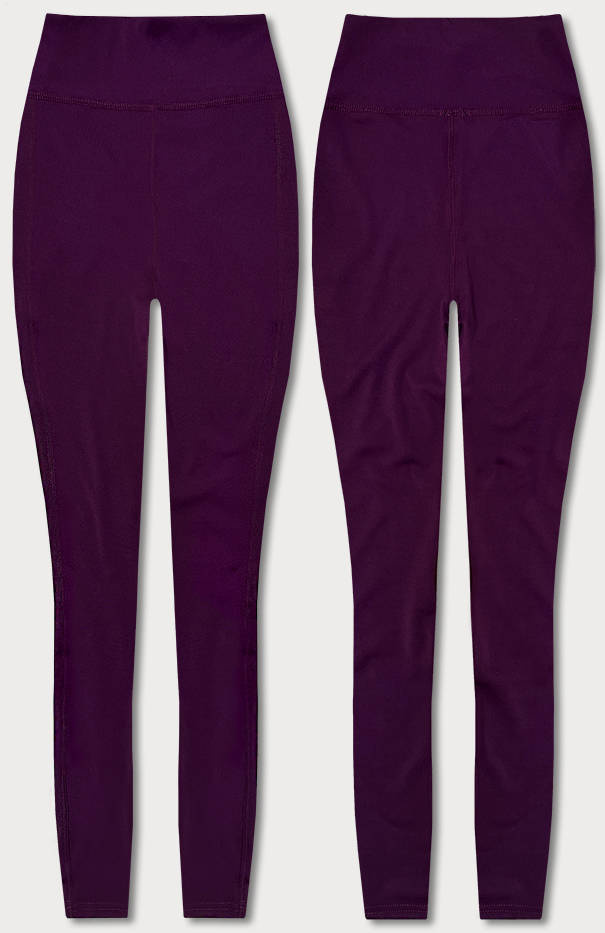 Legginsy damskie z ozdobnymi szwami ciemny fiolet (54460)