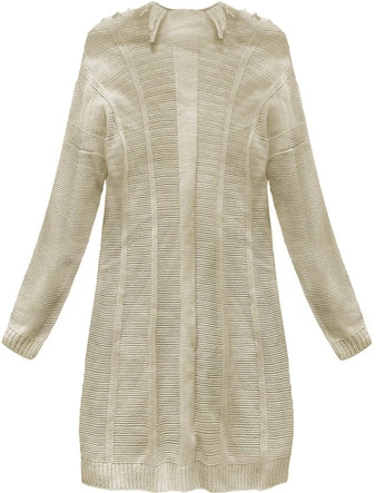 CIEPŁY SWETER Z FRĘDZLAMI BEŻOWY (155ART)