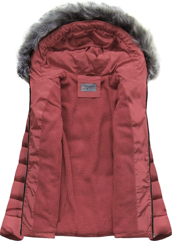 PIKOWANA ZIMOWA KURTKA DAMSKA Z KAPTUREM RÓŻOWA (B2631)