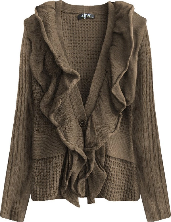 SWETER O GRUBYM SPLOCIE BRĄZOWY (1619)