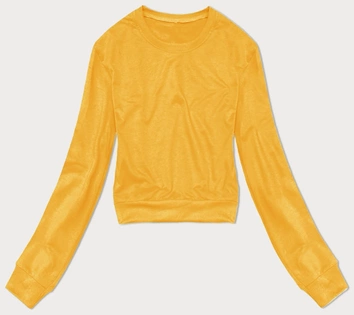 Cienka krótka bluza dresowa damska żółta (8B938-117)